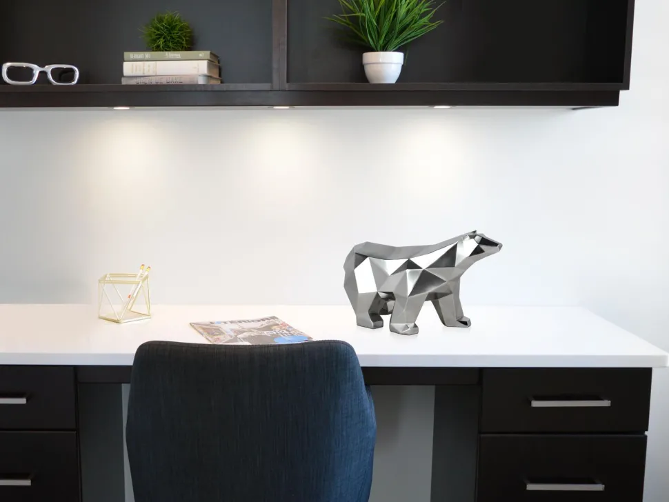 Polygon Polar Bear 25cm Silver Resin Indoor Sculpture