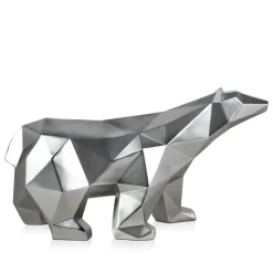 Polygon Polar Bear 25cm Silver Resin Indoor Sculpture