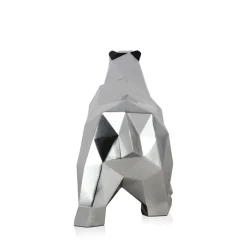 Polygon Polar Bear 25cm Silver Resin Indoor Sculpture