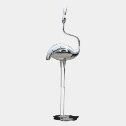 Pure Crane 153cm Silver Metal Garden Sculpture