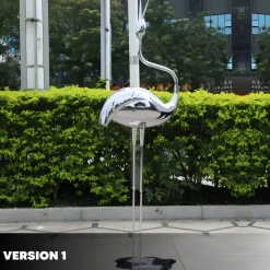 Pure Crane 153cm Silver Metal Garden Sculpture
