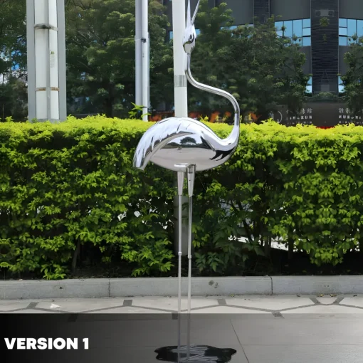 Pure Crane 153cm Silver Metal Garden Sculpture