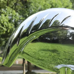Pure Crane 153cm Silver Metal Garden Sculpture