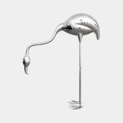 Pure Flamingo 124cm Silver Metal Garden Sculpture