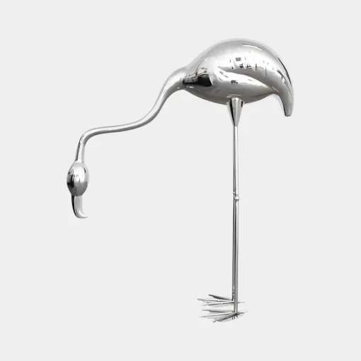 Pure Flamingo 124cm Silver Metal Garden Sculpture