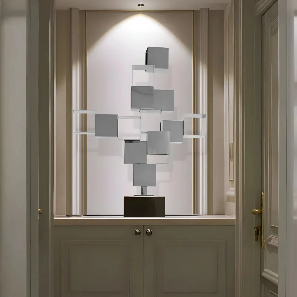 Quantum Cubes 88cm Silver Metal Indoor Sculpture