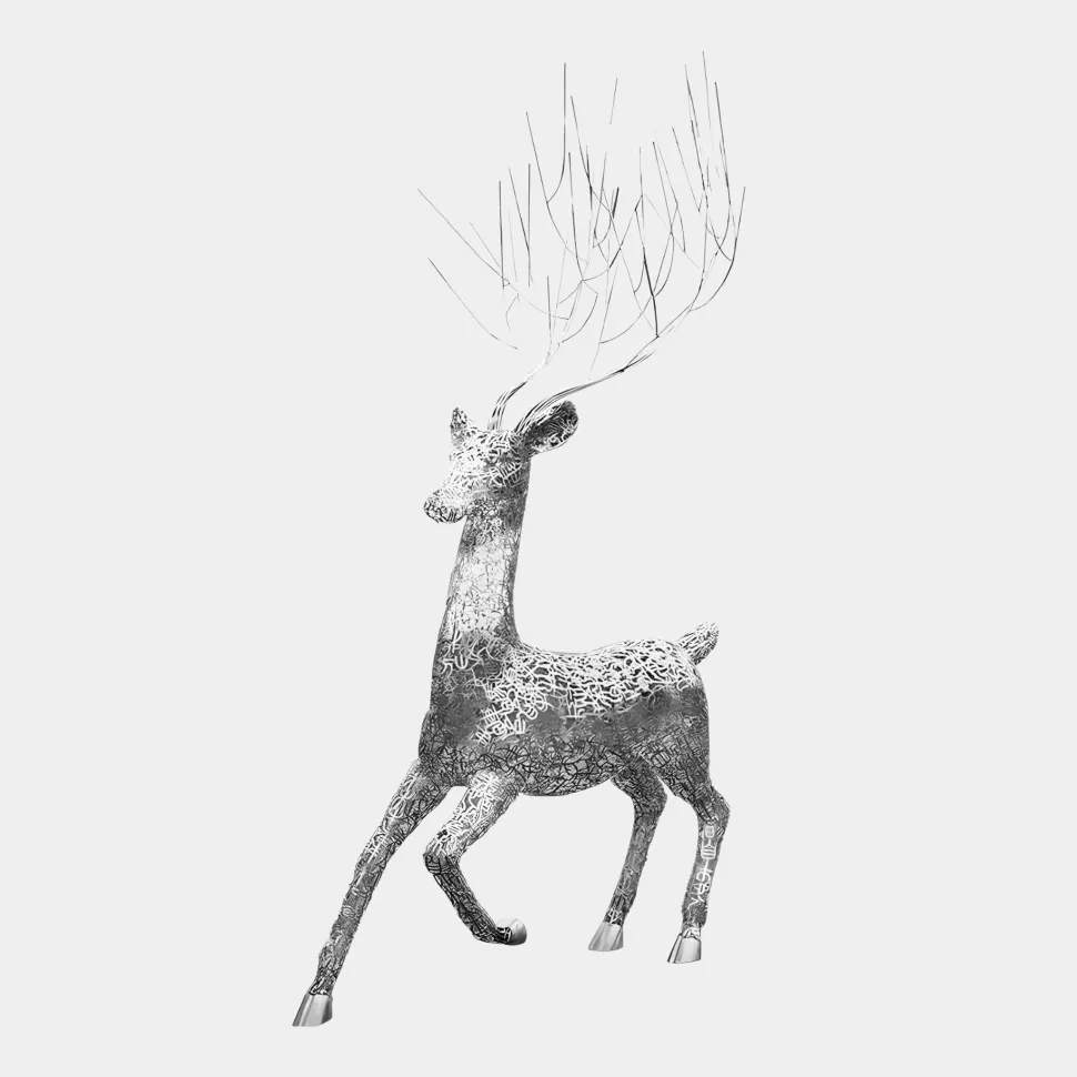 Quantum Stag 205cm Silver Metal Garden Sculpture