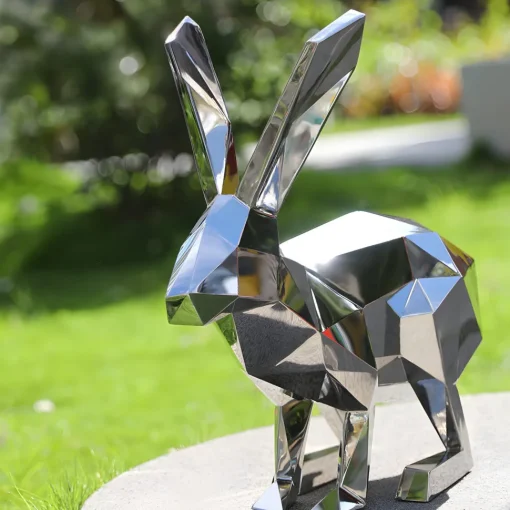 Rabbit 46cm Geometric Metal Garden Sculpture