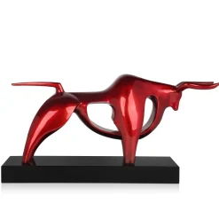 Raging Bull 35cm Red Resin Indoor Sculpture