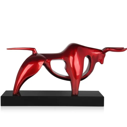 Raging Bull 35cm Red Resin Indoor Sculpture