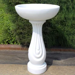 Redmire Modern Marble Resin Garden Birdbath