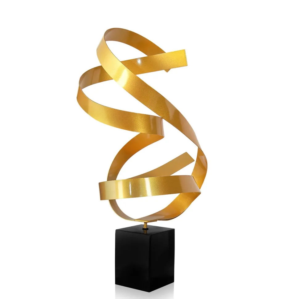 Ribbon Dance 62cm Yellow Metal Indoor Sculpture