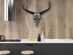 Sacred Buffalo 63cm Silver Resin Wall Sculpture