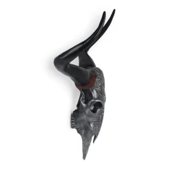 Sacred Buffalo 63cm Silver Resin Wall Sculpture