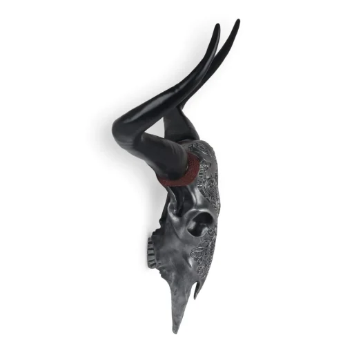 Sacred Buffalo 63cm Silver Resin Wall Sculpture