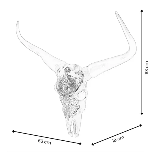 Sacred Buffalo 63cm Silver Resin Wall Sculpture