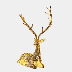 Starlight Stag 125cm LED Gold Metal Garden Sculpture