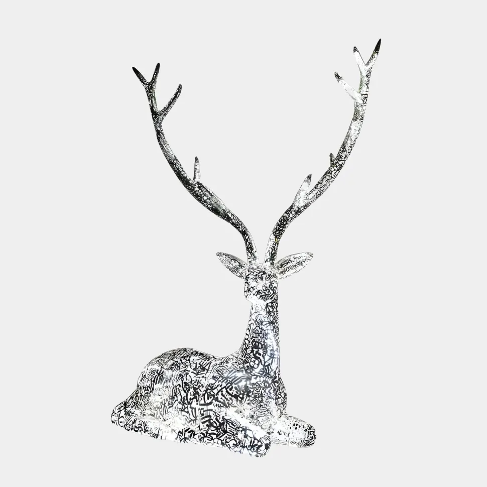 Starlight Stag 125cm LED Silver Metal Garden Sculpture