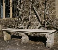 Straight Plain Double Stone Garden Bench