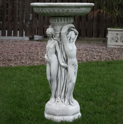 Three Graces Stone Garden Bird Bath