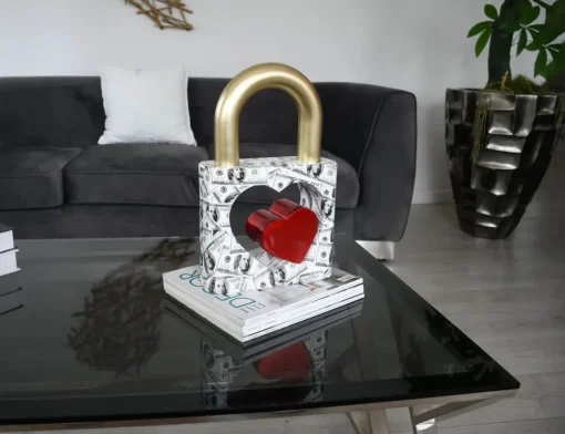 Wealth Padlock 38cm Gold Resin Indoor Sculpture