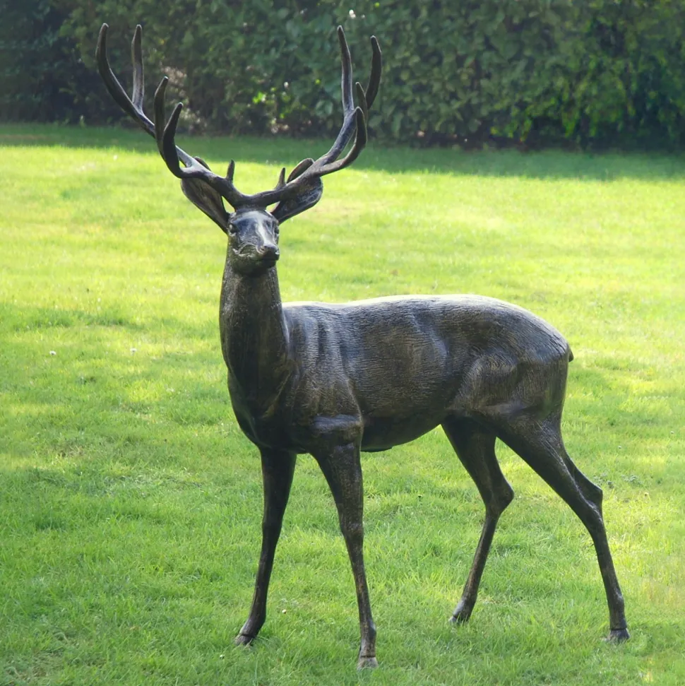 Wild Stag Life-Size 148cm Bronze Metal Garden Statue