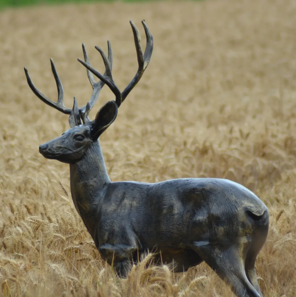 Wild Stag Life-Size 148cm Bronze Metal Garden Statue