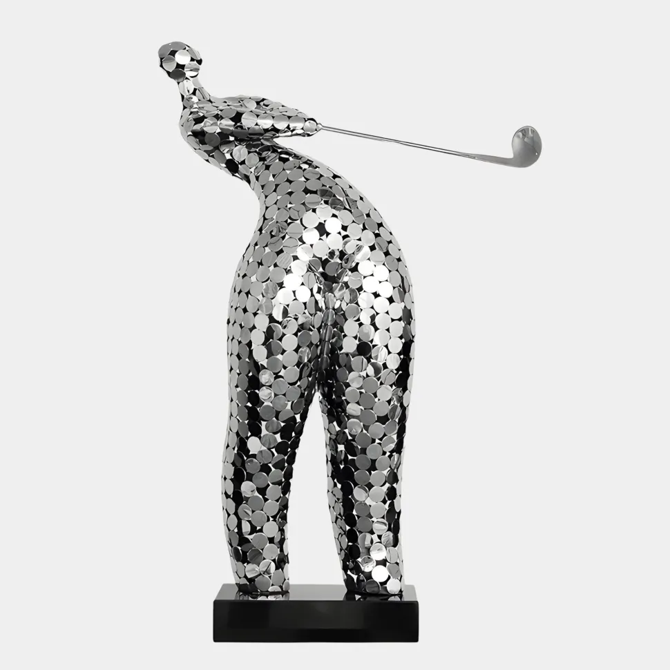 Zen Golf 86cm Silver Metal Indoor Sculpture